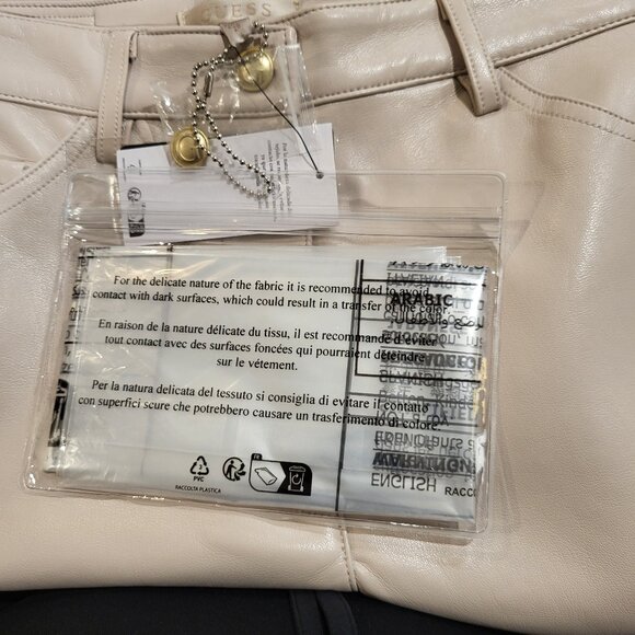 Guess Kelly Faux- Leather Straight- Leg Taupe Pants - Picture 9 of 9